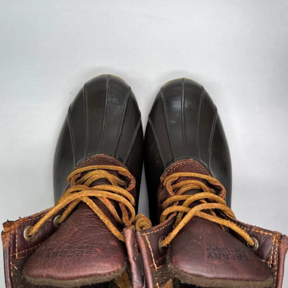 Sperry Women's Size 7.5 Saltwater Brown Leather Duck Boots‎